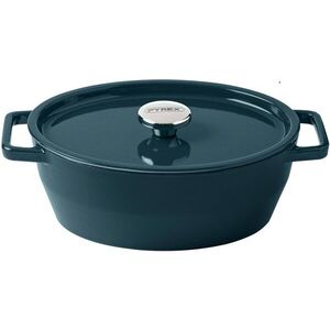 Pyrex öntöttvas lábas fedővel, 29 cm, 5 l, sötétzöld kép