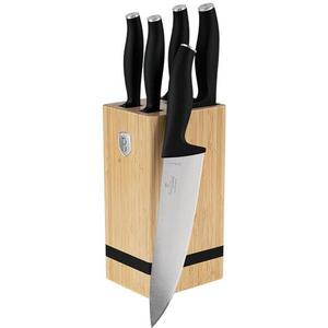 BerlingerHaus Matte Black Collection BAMBOO Késkészlet szögletes tartóval, 6 db kép