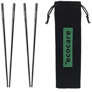 ECOCARE Fém Sushi pálcikák fedővel Fekete 4 db kép