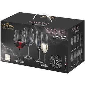 Bohemia Royal Crystal SARAH Waterfall Boros- és pezsgőspohár készlet, 12 db kép