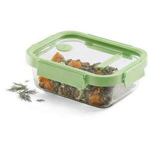 Lékué Üveg hermetikusan záródó ételtároló edény, Square Glass, téglalap alakú, 1050 ml, zöld kép