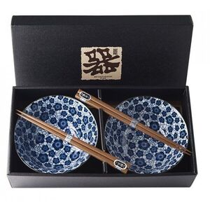 Made In Japan Blue Plum Design Tálkészlet pálcikákkal, 400 ml, 2 db kép