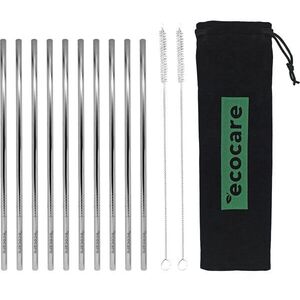 ECOCARE Fém szívószál szett Ezüst 10 db kép