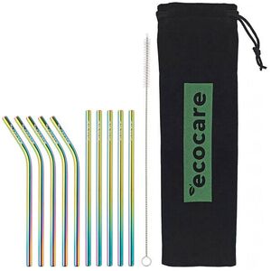 ECOCARE Fém szívószálak, mix, szivárvány 10 darab kép