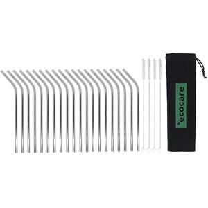Ecocare Környezetbarát fém szívószál, ezüst, 21, 5×0, 6 cm, 20 db kép