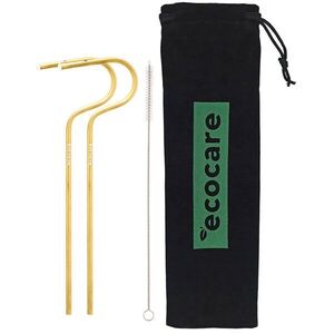 ECOCARE Környezetbarát fém szívószál arany 2 db kép
