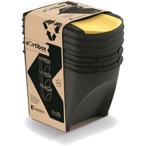 Prosperplast IKWB25S3 3 darabos hulladékgyűjtő készlet, 3 × 25 l, 392 × 293 × 335 mm, fekete színű kép