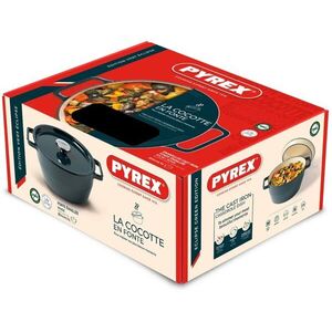 Pyrex öntöttvas lábas fedővel, 24 cm, 4 l, sötétzöld kép