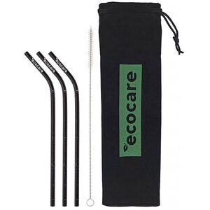 ECOCARE Fém szívószál, hajlított, fekete, motívummal, 7 darab kép