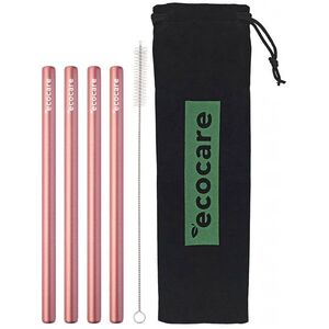 ECOCARE fém szívószálak, maxi rózsaszín, 4 darab kép