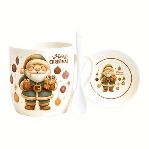 eCa KB34WZ4 karácsonyi kerámia bögre kanállal és csészealjjal, 350 ml kép