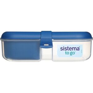 Sistema Ribbon Lunch To Go uzsonnás doboz joghurtos tartállyal 1, 1 l, 3 rekeszes, kék színű kép