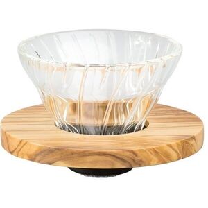 Hario Dripper V60-01, üveg, olívafával kép