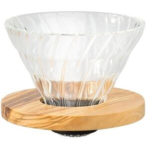 Hario Dripper V60-02, üveg, olívafával kép