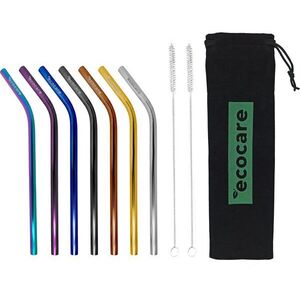 ECOCARE Fém szívószál szett Mix Bent 8 mm 7 db kép