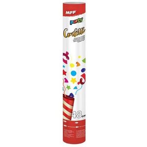 MFP Konfetti kilövő tubus, 48 cm, szivárványszínű papírkörök, sűrített levegős kép