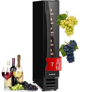 Klarstein Vinovilla 7 built-in Uno Onyx, beépített borhűtő, fekete üveg, rozsdamentes acél kép