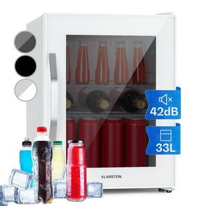 Klarstein Beersafe M Quartz, hűtőszekrény, 33 liter, 2 polc, panoráma üvegajtó kép