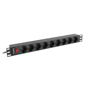 Lanberg PDU-09F-0300-BK 19" 1U 9xSchuko aljzat Uni-Schuko cs... kép