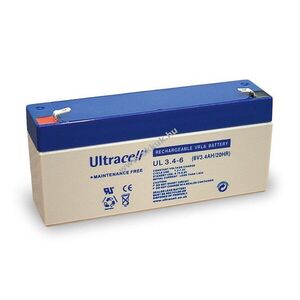 Ultracell UL ólom akku UL3.4-6 6V 3, 4Ah Faston 4, 8mm VRLA kép