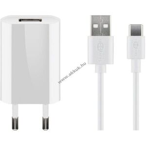 Goobay 5W USB töltőkészlet Type-A kimenet 1m USB-C kábel fehér kép
