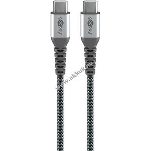 Goobay Textile Cable USB-C-USB-C textilkábel 2m 60W 3A 480Mbit/s űrszürke/ezüst fém csatlakozó kép
