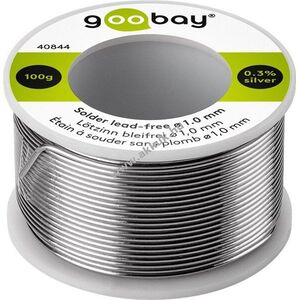 Goobay Essential ólommentes forraszdrót 1, 0mm 100g 0, 3% ezüst 0, 7% réz 99% ón 2, 5% folyósítószer kép