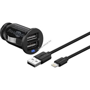 Goobay autós töltőkészlet 12W 2x USB Apple Lightning kábel 1m fekete kép