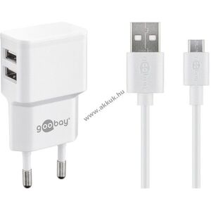 Goobay 12W Micro-USB dual töltőkészlet 2xUSB 1m fehér kép