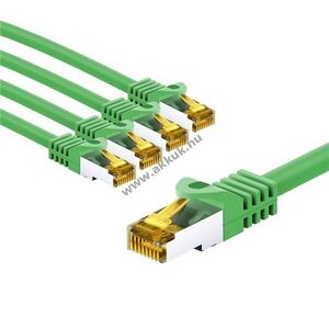 Goobay RJ45 CAT6A S/FTP (PiMF) patchkábel 500MHz CAT7 magkábellel 2m zöld 5db/csomag LSZH CU kép