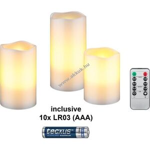 Goobay 3db/csomag LED valódi viasz gyertya 10x AAA (LR03) elemmel fehér távirányító időzítő 2700K kép