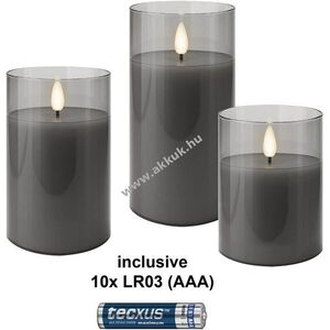 Goobay LED valódi viasz gyertyák üvegben 3db/csomag elemekkel együtt AAA (LR03) időzítő melegfehér kép