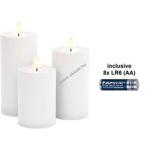 Goobay 3db/csomag LED gyertya Outdoor fehér 8x AA (LR6) elemekkel együtt távirányító IP44 3000K kép