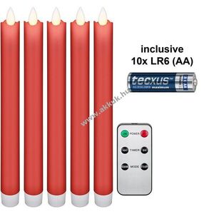 Goobay LED viaszgyertya 5db/csomag piros 24cm távirányítóval 10xAA elemmel időzítővel 2700-3000K kép