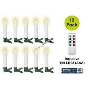 Goobay vezeték nélküli LED karácsonyi gyertya 10db/csomag AAA (LR03) távirányító időzítő dimmelhető kép