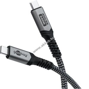 Goobay Ultra USB-C kábel USB4 1, 5m 240W 5A 40Gbit/s Power Delivery fekete/ezüst textilborítás kép