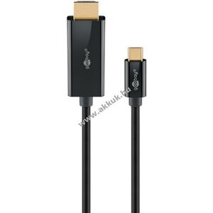 Goobay USB-C-HDMI kábel 1m fekete 15W 3A 4K@60Hz 18Gbit/s USB3.1 kép