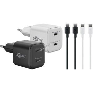 Goobay Twin Power készlet 2x35W USB-C Power Delivery töltő + 2x USB-C 1m kábel 60W 480Mbit/s kép