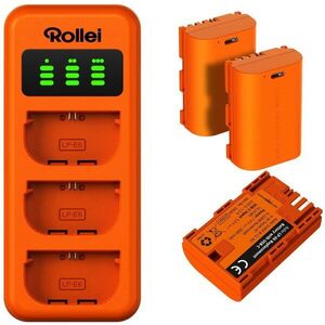 Rollei tripla akku töltő + 3× LP-E6 akku kép