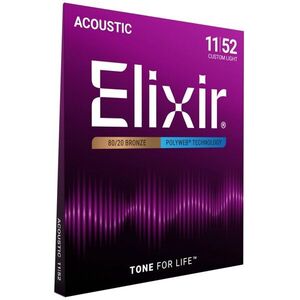 Elixir 11025 Polyweb 80/20 Bronze 11-52 Custom Light kép