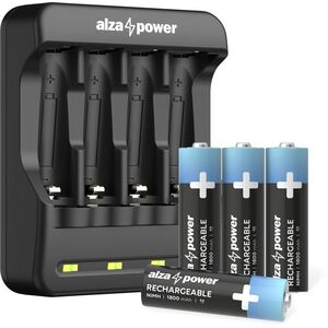 AlzaPower SET AP410-A Battery Charger + Rechargeable battery HR6 (AA) 1800 mAh, 4 darab kép