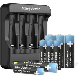 AlzaPower SET AP410-C Battery Charger + Rechargeable Battries HR6 (AA) 1800 mAh 4 darab + HR03 (AAA) kép