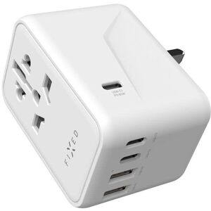 FIXED Travel GaN Adapter EU UK USA / AUS 3 x USB-C + 2 x USB - PD, 65W, fehér kép