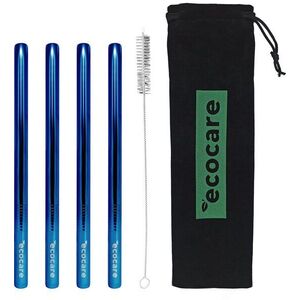 ECOCARE Fém szívószál Maxi 12 mm Blue 4 db-os készlet kép