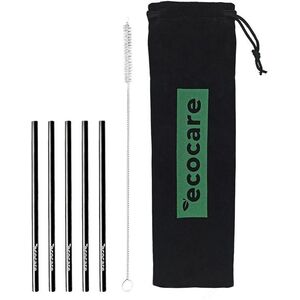 Ecocare Környezetbarát fém szívószál, fekete, 16×0, 6 cm, 5 db kép