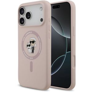 Karl Lagerfeld Liquid Karl and Choupette iPhone 17 Pro Max rózsaszín szilikon MagSafe tok kép