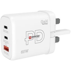 SKROSS USB A+C Power charger 65W GaN UK, Power Delivery, Type G kép