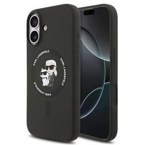 Karl Lagerfeld Karl and Choupette iPhone 17 fekete szilikon MagSafe tok kép
