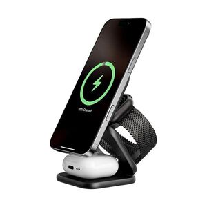 Kuxiu X40 Turbo Qi2.2 Certified 25W 3in1 MagSafe Foldable Wireless Charging Stand, Black kép