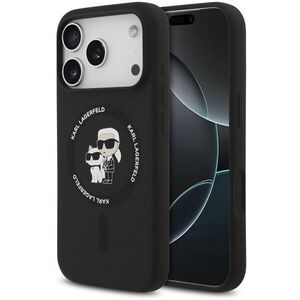 Karl Lagerfeld Liquid Karl and Choupette iPhone 17 Pro fekete szilikon MagSafe tok kép